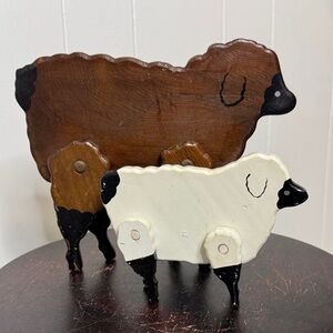 Vintage wooden sheep set of 2 adjustable legs home decor lamb